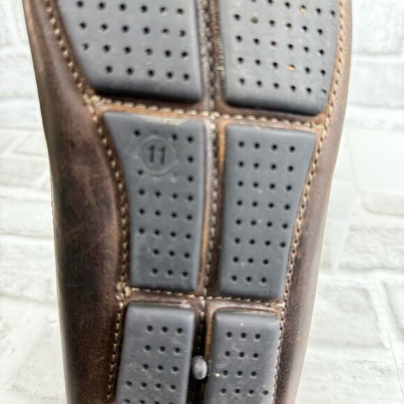 JF J Ferrar Men's Size 11 Brown Leather Slip On Moc Driving Loafer Shoes - Picture 7 of 12